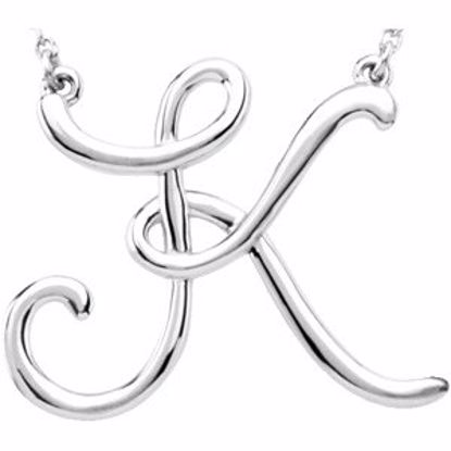 84635:241:P 14kt White "K" Script Initial 16" Necklace