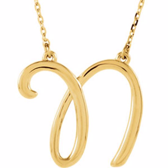 84635:212:P 14kt Yellow "N" Script Initial 16" Necklace