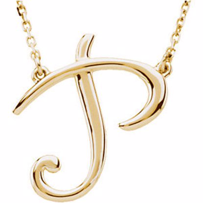 84635:232:P 14kt Yellow "P" Script Initial 16" Necklace