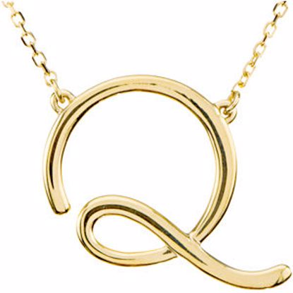 84635:224:P 14kt Yellow "Q" Script Initial 16" Necklace