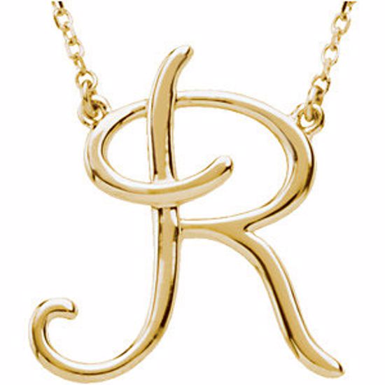 84635:220:P 14kt Yellow "R" Script Initial 16" Necklace