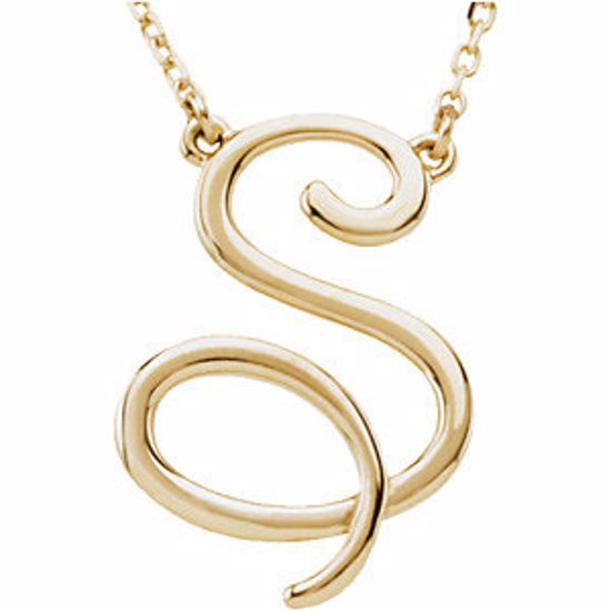 84635:228:P 14kt Yellow "S" Script Initial 16" Necklace