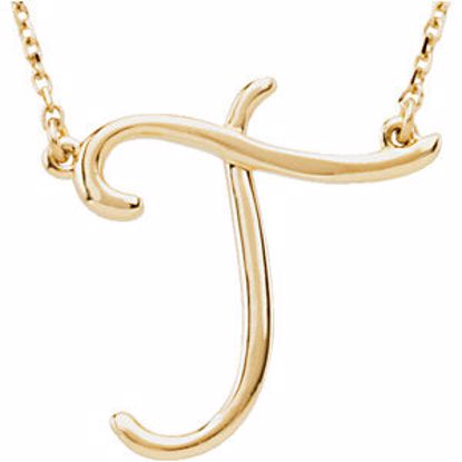 84635:282:P 14kt Yellow "T" Script Initial 16" Necklace