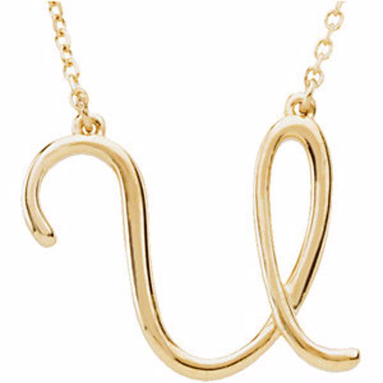 84635:248:P 14kt Yellow "U" Script Initial 16" Necklace