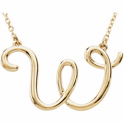 84635:244:P 14kt Yellow "W" Script Initial 16" Necklace