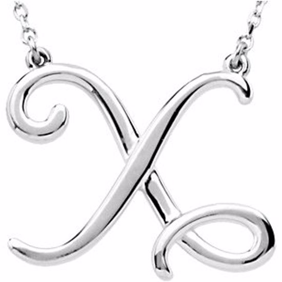 84635:264:P Sterling Silver "X" Script Initial 16" Necklace