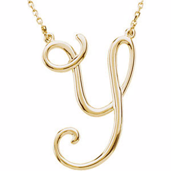 84635:266:P 14kt Yellow "Y" Script Initial 16" Necklace