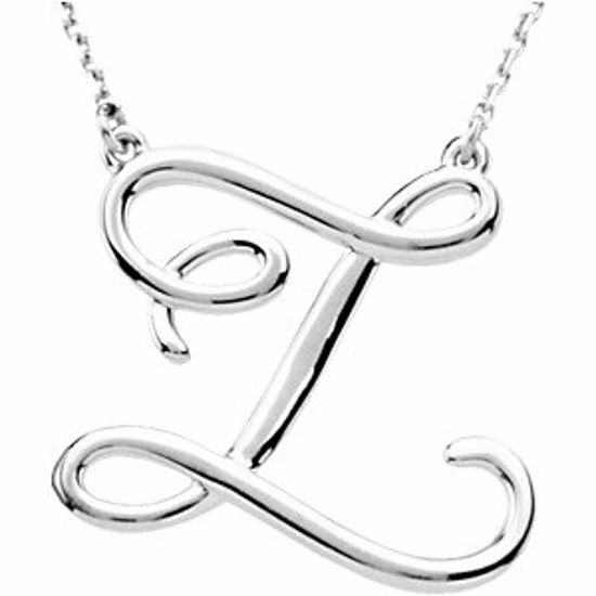 84635:271:P 14kt White "Z" Script Initial 16" Necklace