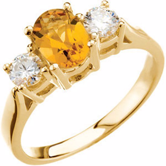 67570:100:P 14kt Yellow Citrine & 3/8 CTW Diamond Ring