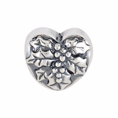 24777:101:P Sterling Silver 13.25x12mm Mistletoe Heart Bead