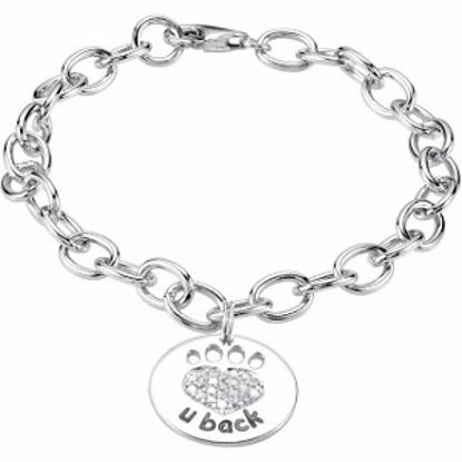 67639:100:P Heart U Back&trade; Cubic Zirconia Bracelet Paw Tag