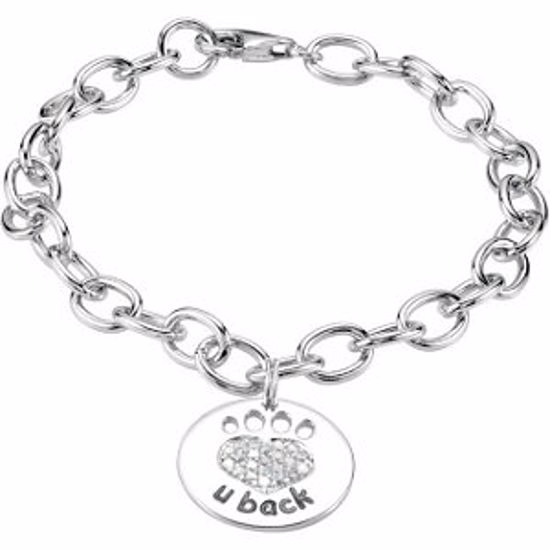 67639:100:P Heart U Back&trade; Cubic Zirconia Bracelet Paw Tag