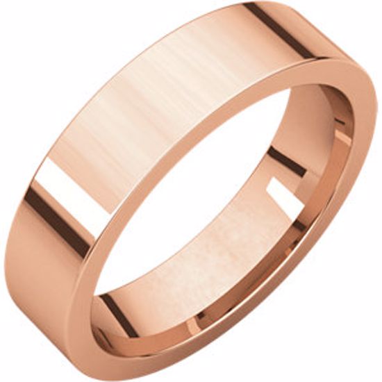 FIR7:101:P 14 K Rose 5mm Flat Comfort Fit Band