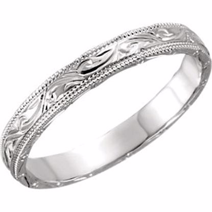 50093:60010:P Platinum 3mm Hand Engraved Band Size 10