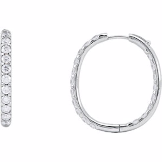 67392:60015:P 18kt White 3 CTW Diamond Inside/Outside Hoop Earrings