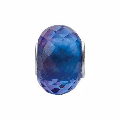 24829:1000:P Sterling Silver 15x10mm  Blue & Purple Faceted Glass Bead