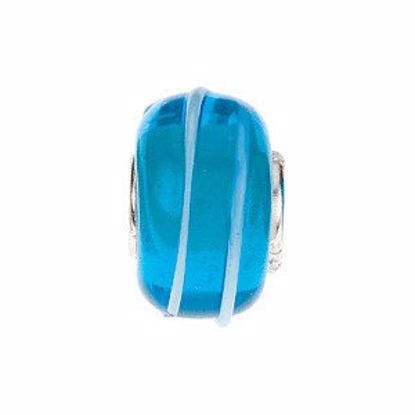 24831:1000:P Sterling Silver 15x9mm Turquoise Bead with Blue Stripes