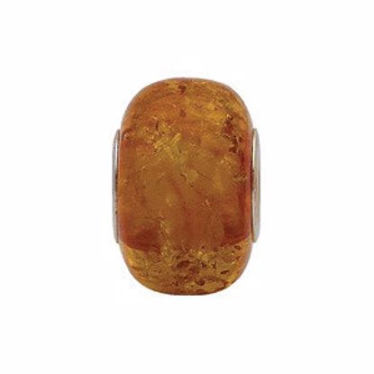 24843:100:P Sterling Silver 14x8mm Amber Bead