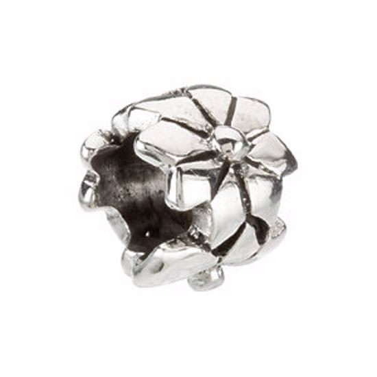 24845:100:P Sterling Silver 9mm Flower Bead