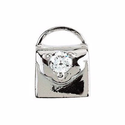 24849:100:P Sterling Silver 8mm Purse Bead with CZ