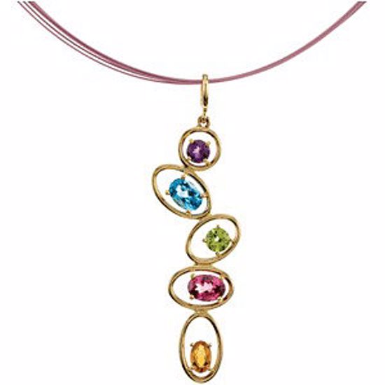 69250:84642:P Genuine Multiple Gemstone Pendant 