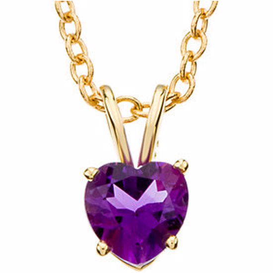 61149:209651:P 14kt Yellow 6mm Amethyst Heart 18" Necklace