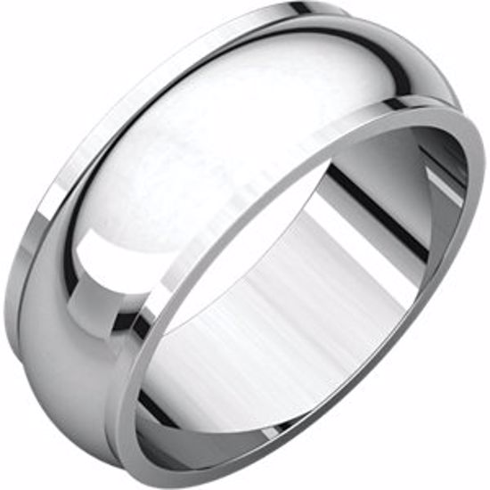 HRE8:142433:P 10kt White 7mm Half Round Edge Band