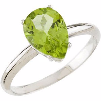 67682:101:P 14kt White Peridot Solitaire Ring 