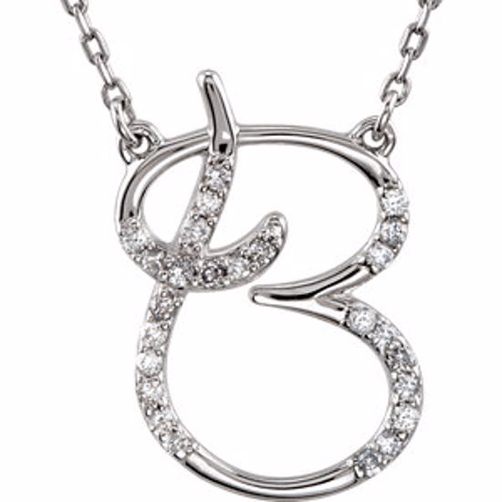 67680:101:P Sterling Silver Letter "B" 1/8 CTW Diamond Initial 16" Necklace
