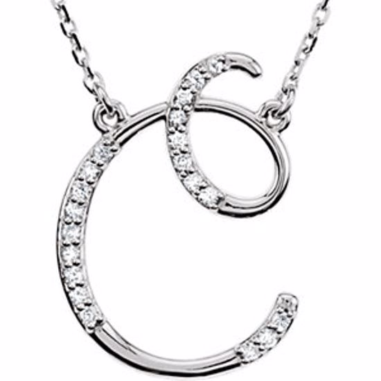 67680:102:P Sterling Silver Letter "C" 1/8 CTW Diamond Initial 16" Necklace
