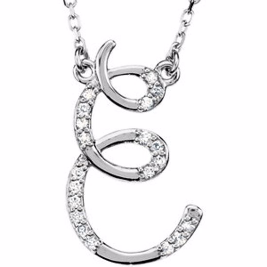 67680:104:P Sterling Silver Letter "E" 1/8 CTW Diamond Initial 16" Necklace
