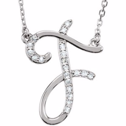 67680:105:P Sterling Silver Letter "F" 1/8 CTW Diamond Initial 16" Necklace
