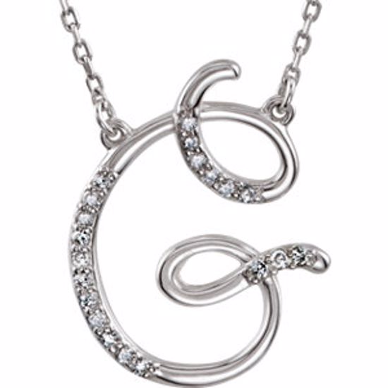 67680:106:P Sterling Silver Letter "G" 1/8 CTW Diamond Initial 16" Necklace
