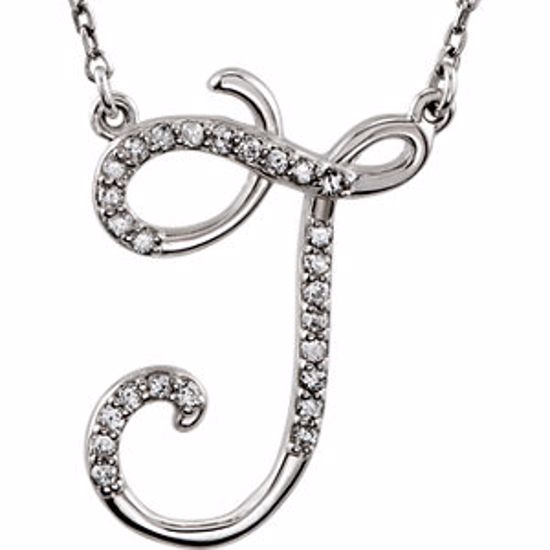 67680:109:P Sterling Silver Letter "J" 1/8 CTW Diamond Initial 16" Necklace
