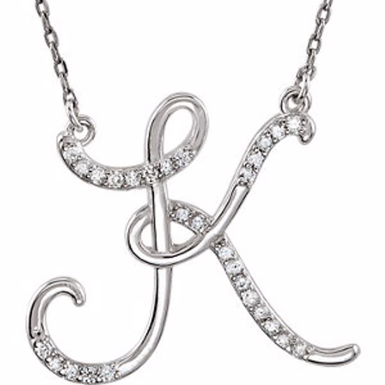 67680:110:P Sterling Silver Letter "K" 1/8 CTW Diamond Initial 16" Necklace
