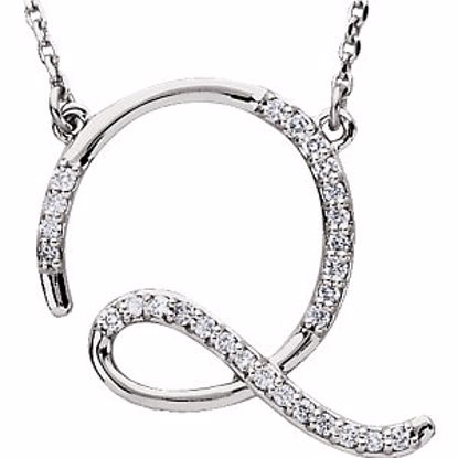 67680:116:P Sterling Silver Letter "Q" 1/8 CTW Diamond Initial 16" Necklace
