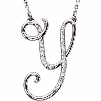 67680:124:P Sterling Silver Letter "Y" 1/8 CTW Diamond Initial 16" Necklace
