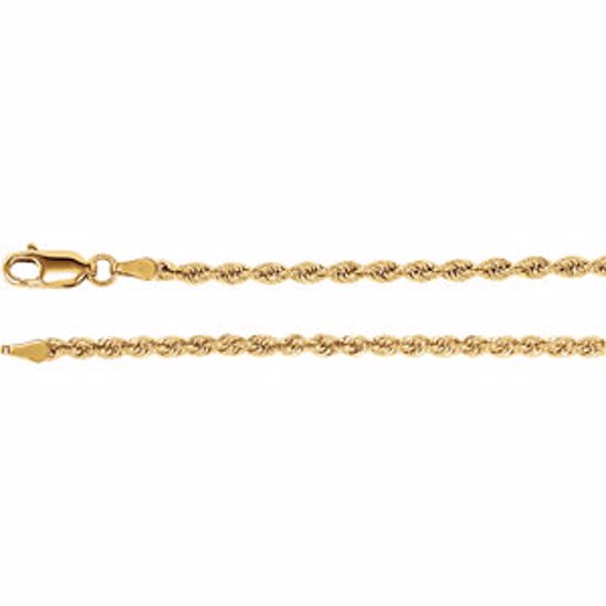 CH955:101:P 14kt Yellow 2.5mm Rope 7" Chain