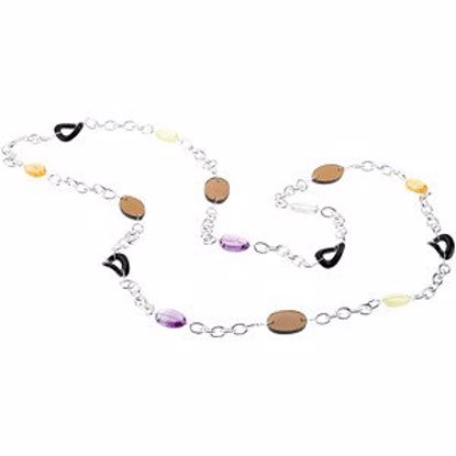 67717:100:P Sterling Silver Multi-Gemstone 42" Necklace