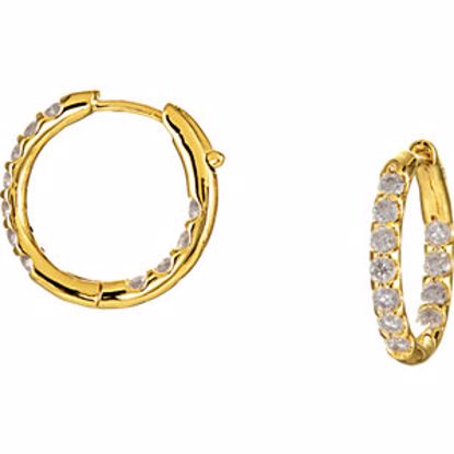 67392:60021:P 18kt Yellow 1 CTW Diamond Inside/Outside Hoop Earrings