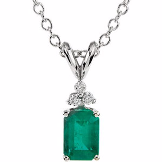 67695:102:P 14kt White Emerald & .06 CTW Diamond 18" Necklace