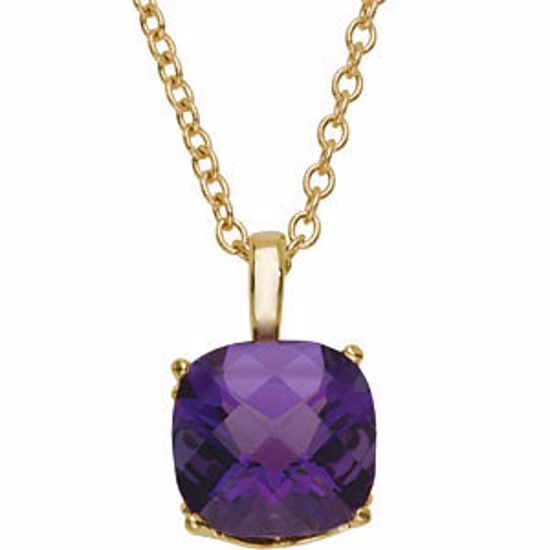 67697:102:P 14kt Yellow 10mm Checkerboard Amethyst 18" Necklace