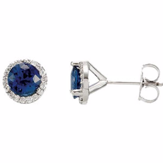 67731:101:P 14kt X1 White Blue Sapphire & 1/6 CTW Diamond Earrings