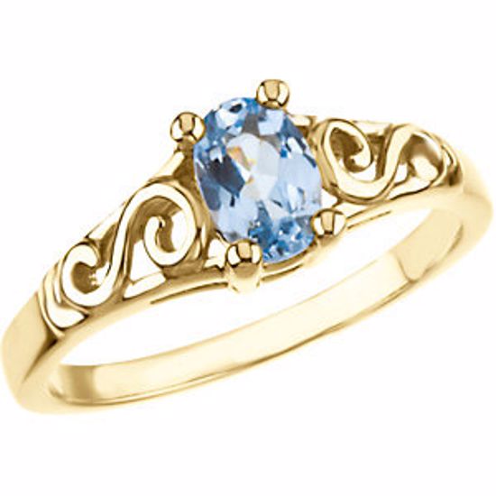 19335:1584910:P 14kt Yellow March Imitation Birthstone Ring 