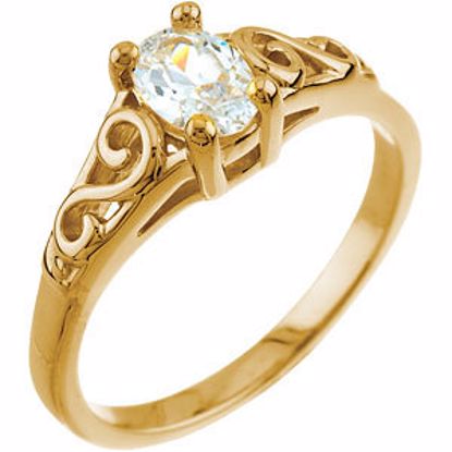 19335:1584950:P 14kt Yellow April Imitation Birthstone Ring 