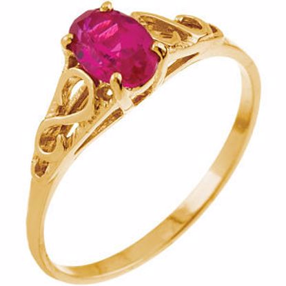 19335:1585080:P 14kt Yellow July Imitation Birthstone Ring 