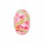 24940:100:P Sterling Silver 14x10mm Pink and Green Flower Glass Bead