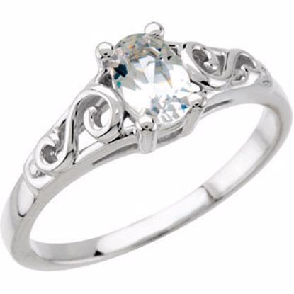 19335:600040:P 14kt White April Imitation Birthstone Ring 