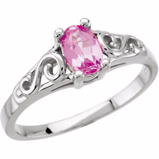 19335:600100:P 14kt White October Imitation Birthstone Ring 