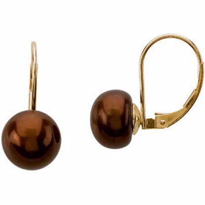 69275:814:P Freshwater Chocolate Pearl Lever Back Earrings